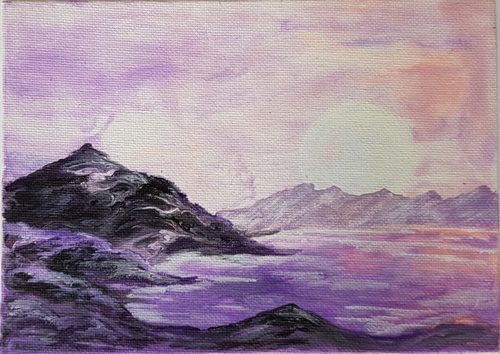 Pouring acrylics and palette knife.